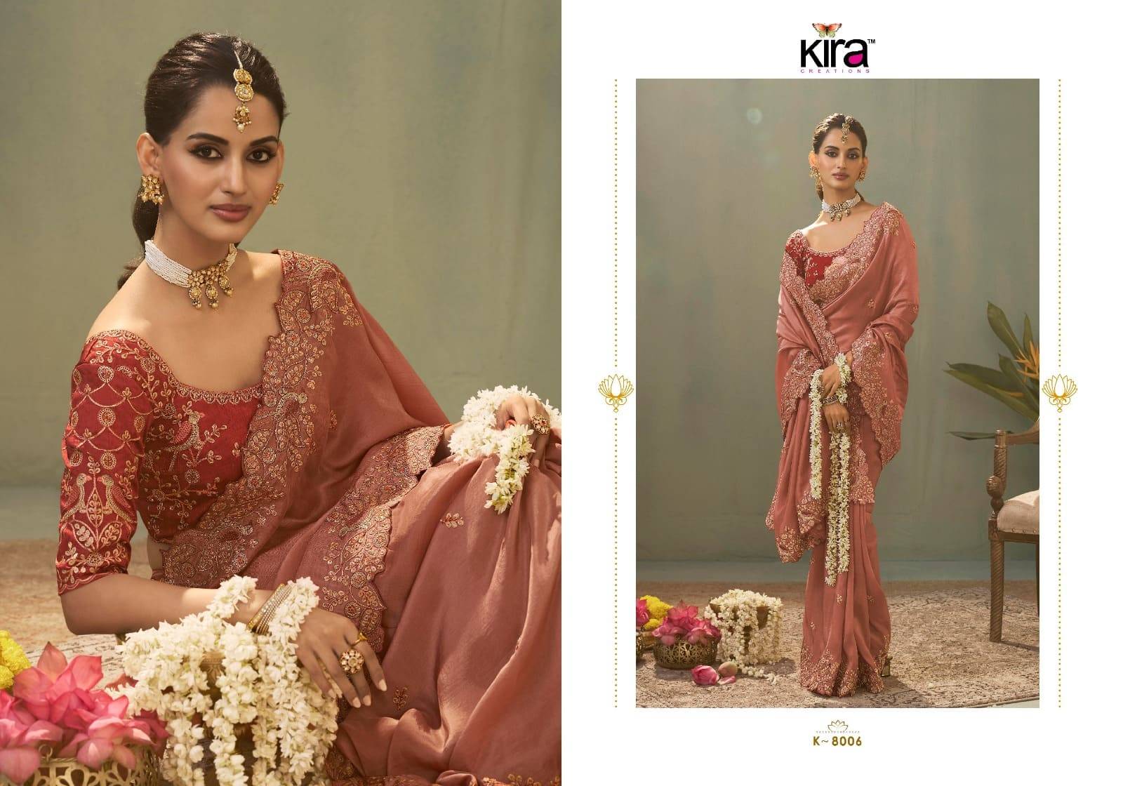KAASH By KIRA 8001 to 8006 Series Indian Traditional Bridal Wear Collection Beautiful Stylish Fancy Colorful Party Wear & Occasional Wear Silk Sarees At Wholesale Price